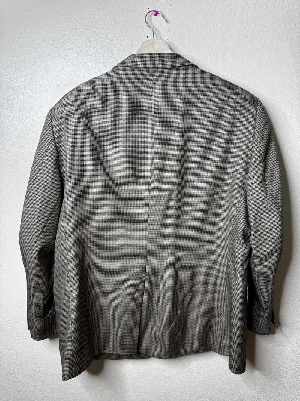 Jos A Bank Signature Gold Mens 46 Short Blazer Brown Silk Wool Houndstooth